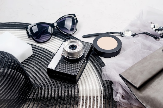 monochrome summer women s background with accessories 73558 4956